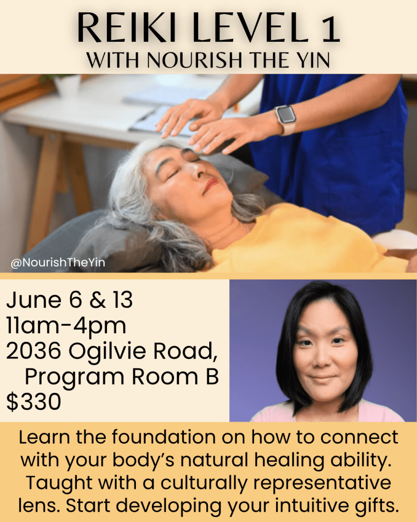 Poster for reiki level 1 training, June 6 and 13, 2026